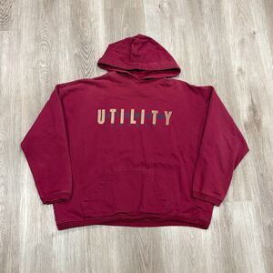 Vintage 90s Utility ESPRIT Hoodie Men's Size XXL Red Maroon Pullover Hoodie